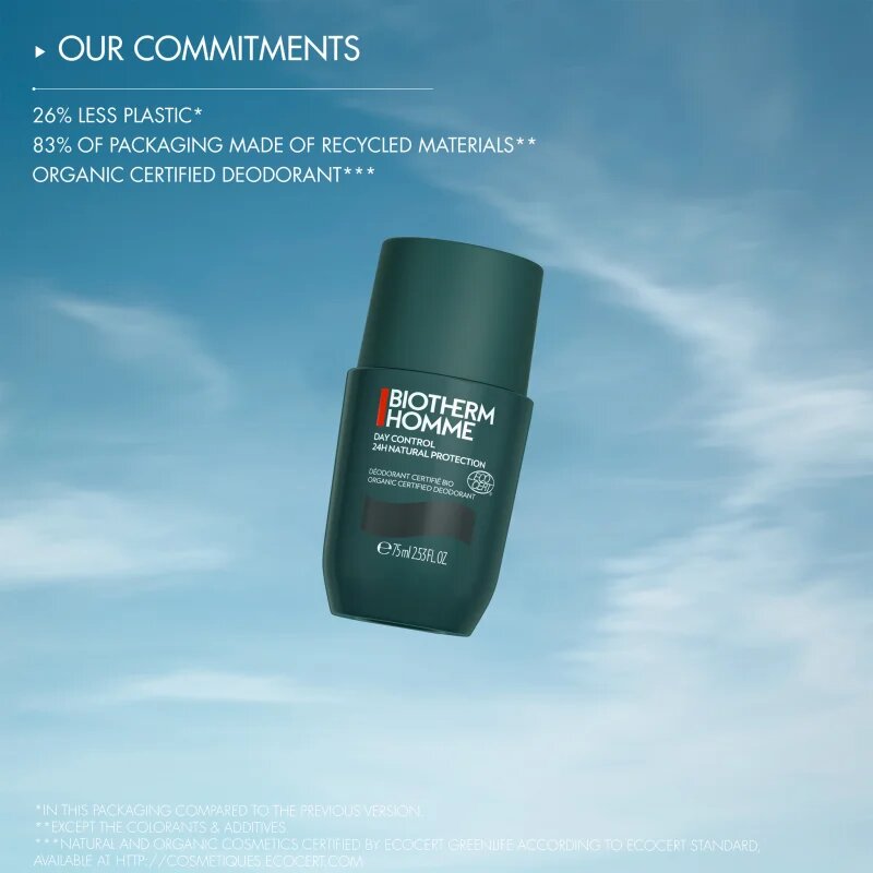 Biotherm Homme Day Control 24H Natural Protection deodorant roll-on 75 ml