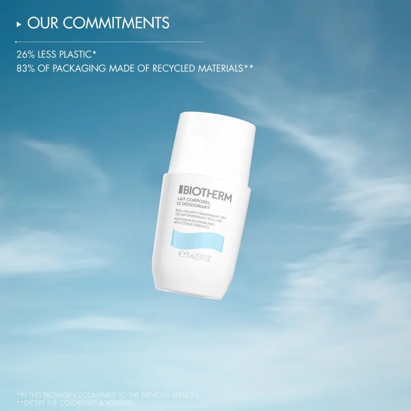 Biotherm Lait Corporel Le Déodorant antiperspirant roll-on brez parabenov 75 ml