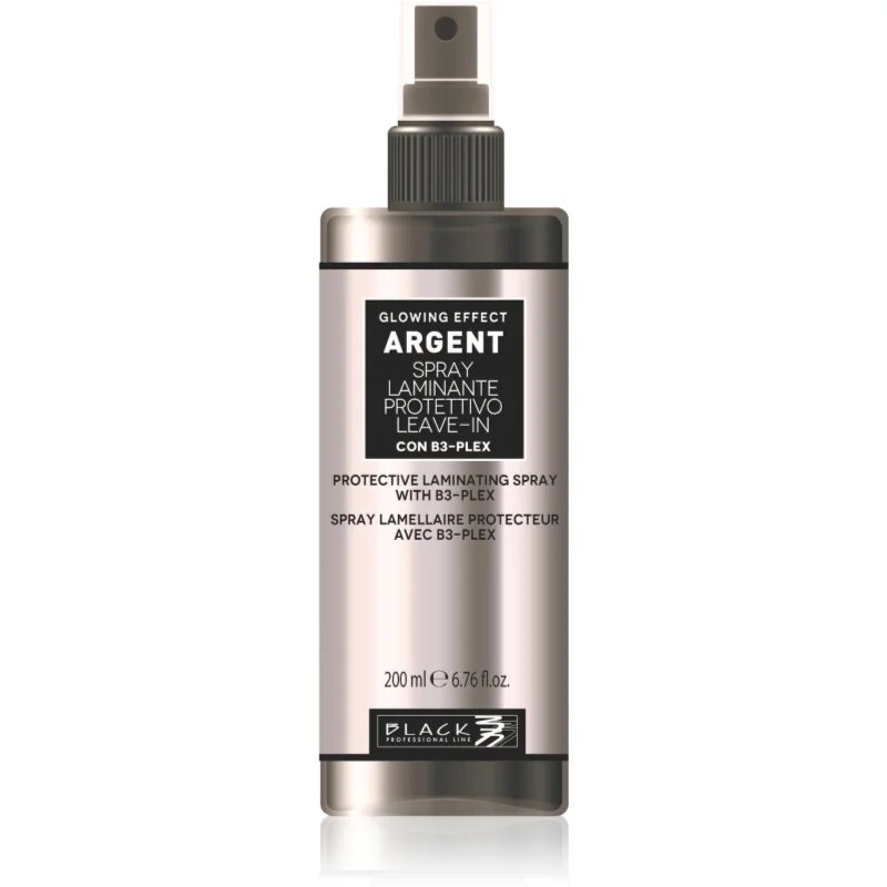 Black Professional Line Line Argent Laminating Protective Spray laminacijsko pršilo za sijaj in mehkobo las 200 ml