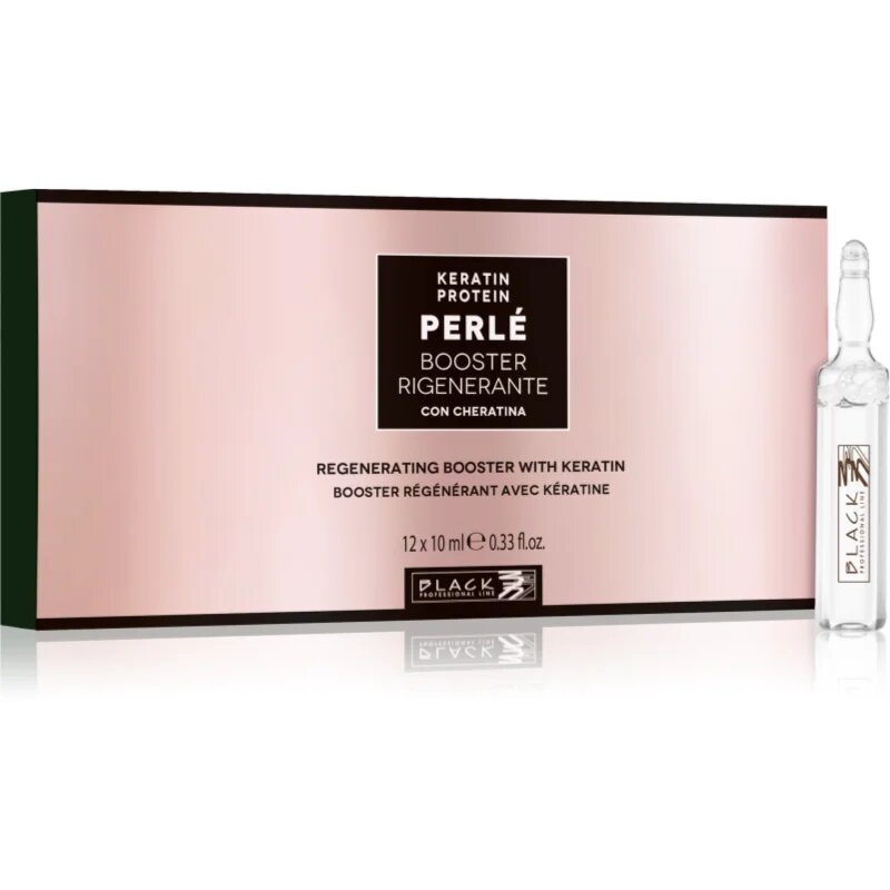 Black Professional Line PERLÉ Booster Regeneratin Keratin Ampouls kura brez spiranja za lase s keratinom 10x12 ml