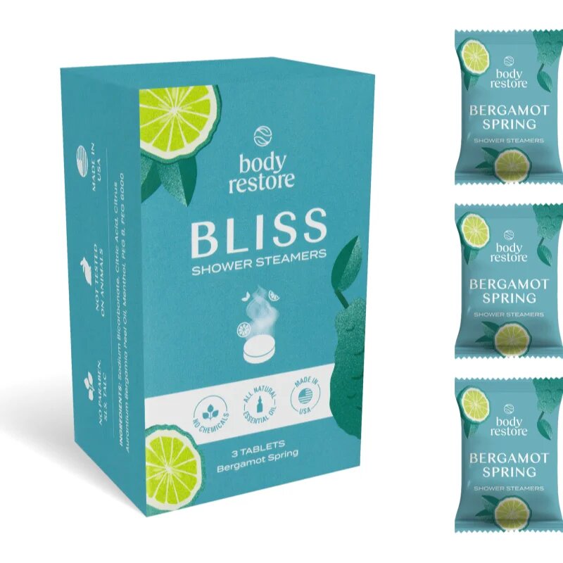 Body Restore Bliss Shower Steamers tablete za prho dišave Bergamot Spring 3 kos