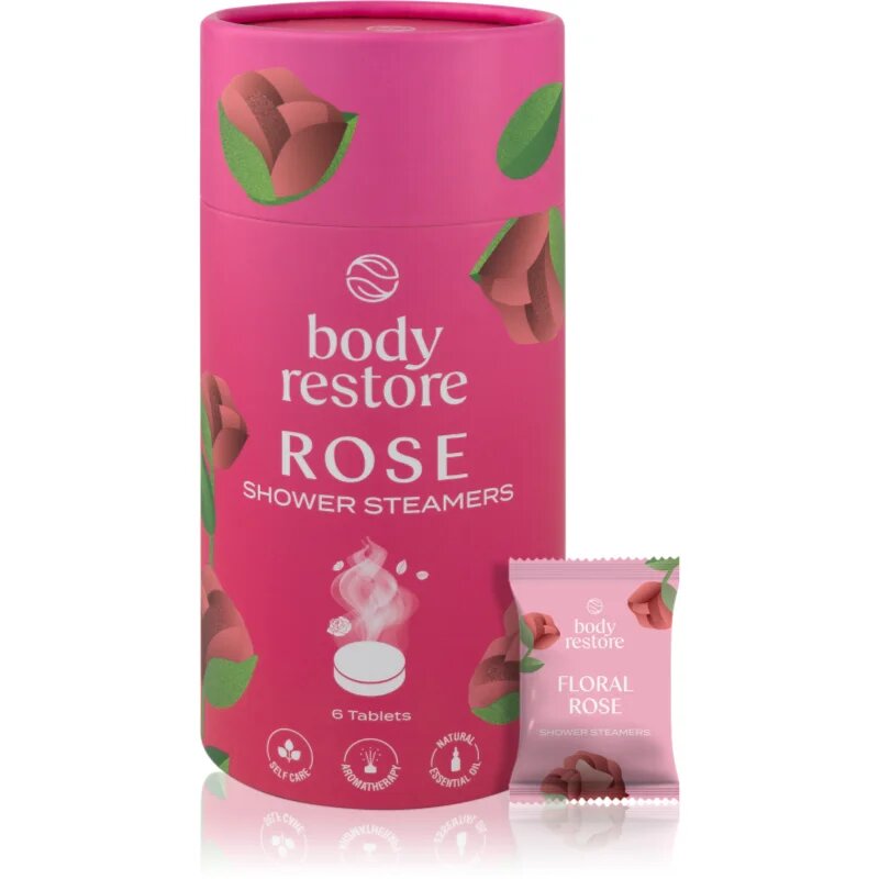 Body Restore Rose Shower Steamers tablete za prho z vonjem vrtnic 6 kos