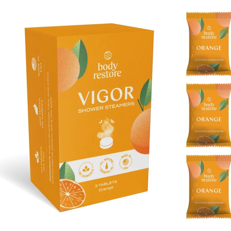 Body Restore Vigor Shower Steamers tablete za prho dišave Orange 3 kos