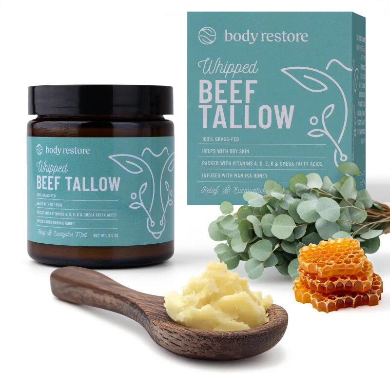 Body Restore Whipped Beef Tallow Balm Eucalyptus & Mint hranilna krema za telo 73 ml