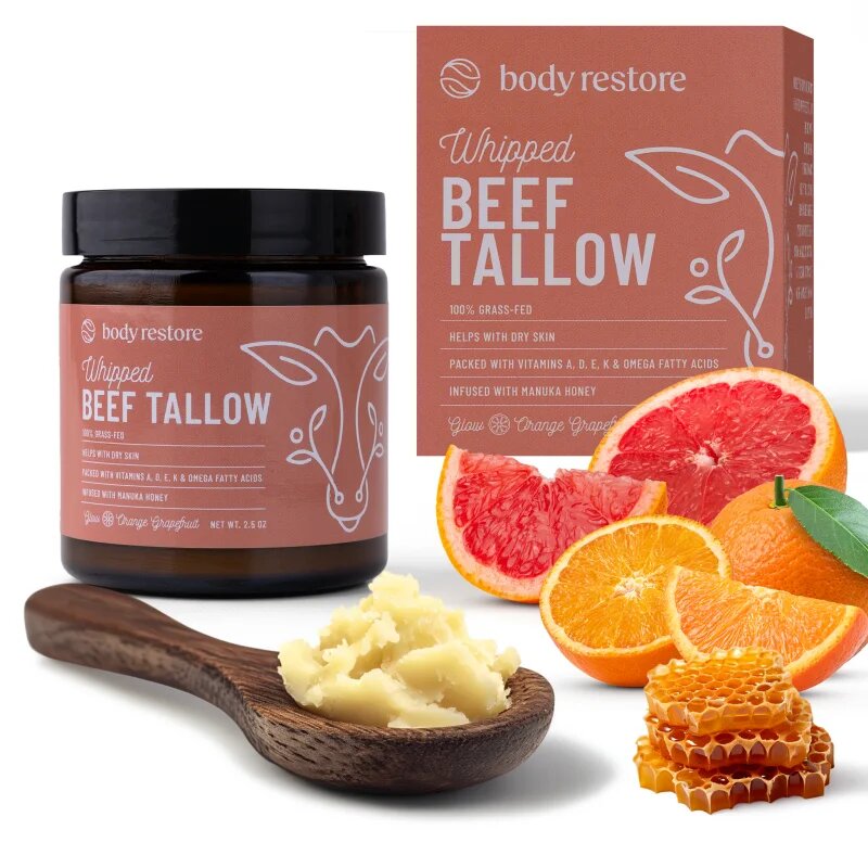 Body Restore Whipped Beef Tallow Balm Orange Grapefruit hranilna krema za telo brez dodanih dišav 71 g