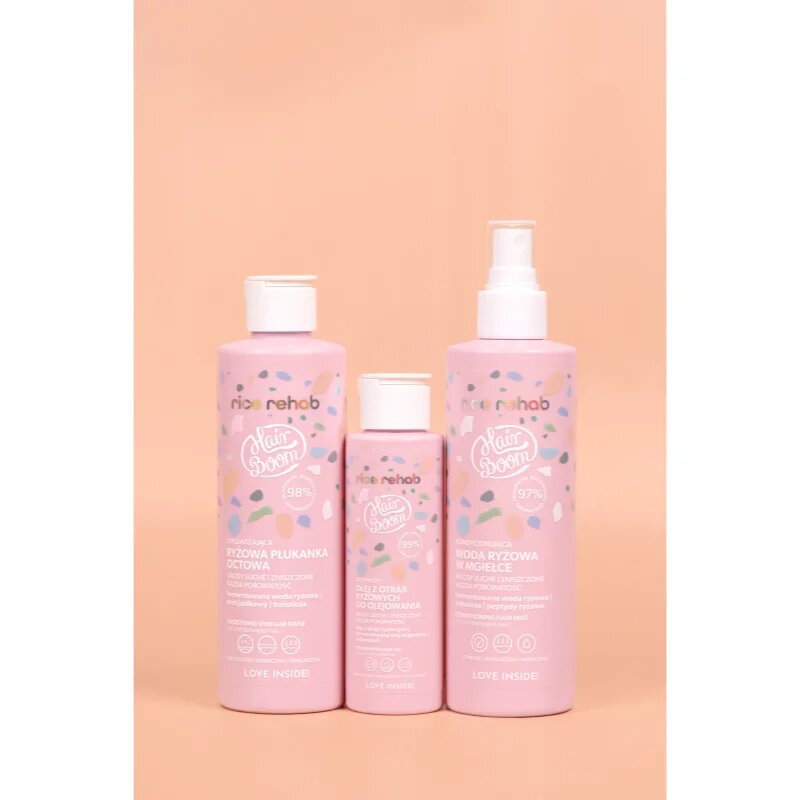BodyBoom HairBoom Rice Rehab Nourishing Oil vlažilno olje za suhe in poškodovane lase 100 ml
