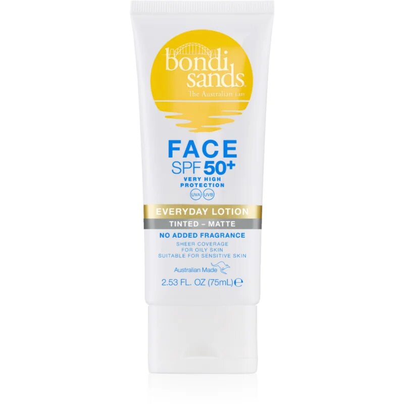 Bondi Sands SPF 50+ Everyday Face Lotion zaščitna tonirana krema za obraz za mat videz SPF 50+ 75 ml