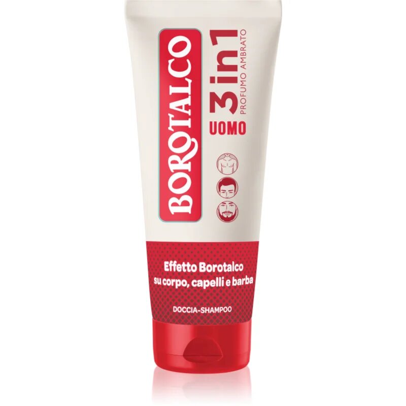 Borotalco MEN 3 in 1 gel za prhanje za moške za obraz telo in lase dišave Amber 200 ml