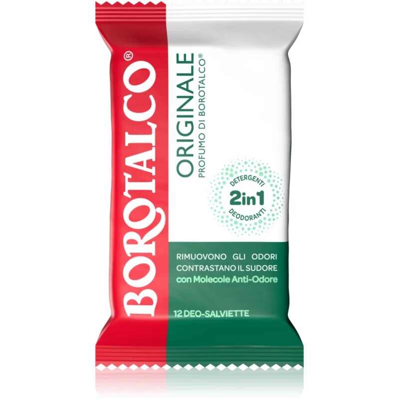 Borotalco Original Deo Wipes osvežilni vlažilni robčki za noge telo in podpazduhe 12 kos