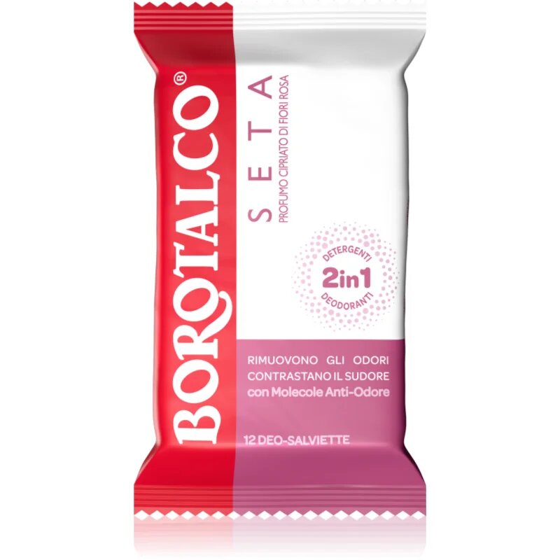 Borotalco Soft Talc & Pink Flower Deo Wipes osvežilni vlažilni robčki za noge telo in podpazduhe 12 kos
