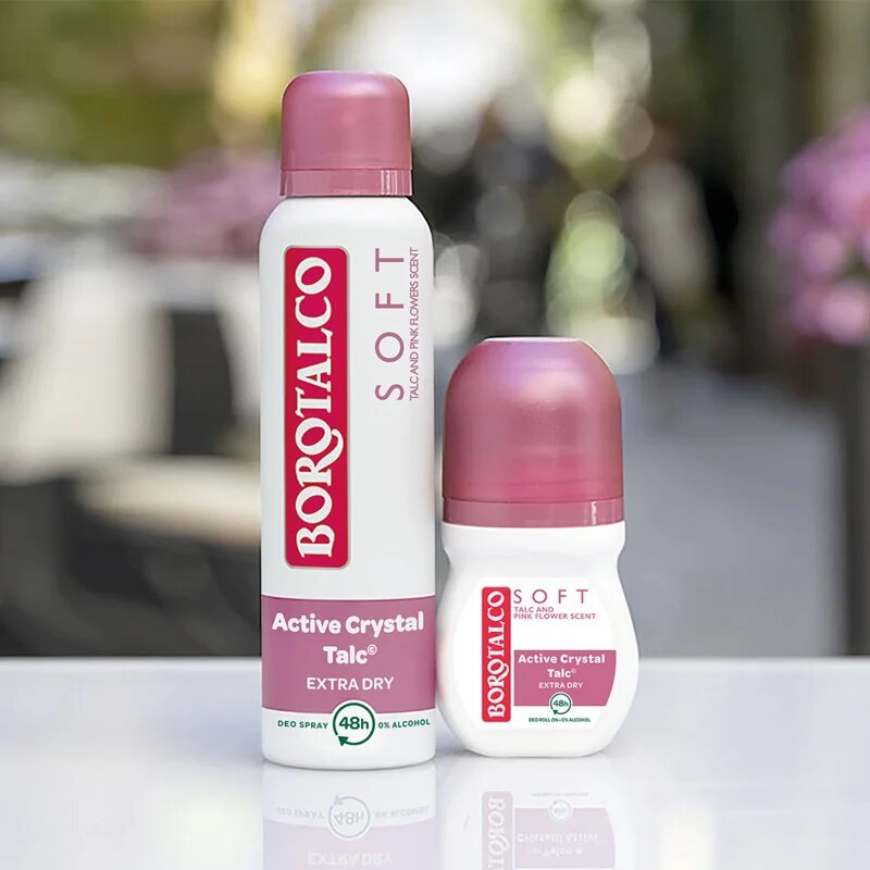 Borotalco Soft Talc & Pink Flower Talc & Pink Flower deodorant s kroglico brez alkohola 50 ml