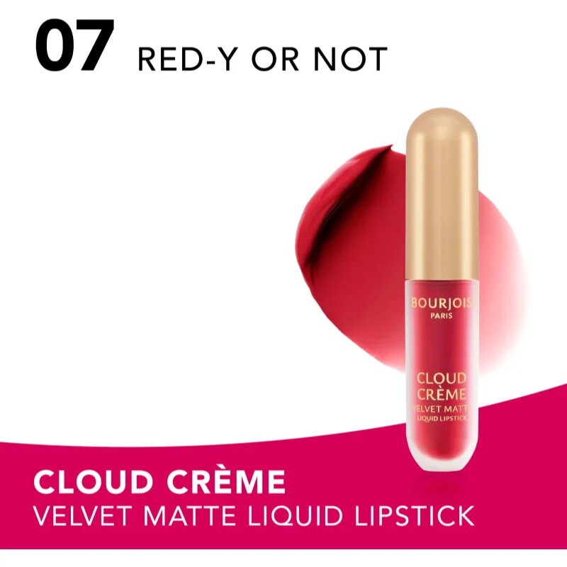 Bourjois Cloud Crème Velvet Matte ultra matirajoča tekoča šminka odtenek 07 Red-y or Not 3.1 ml