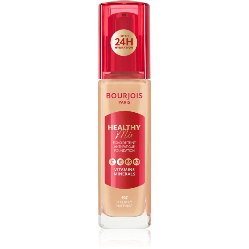 Bourjois Healthy Mix posvetlitveni vlažilni tekoči puder 24 ur odtenek 50C Rose Ivory 30 ml