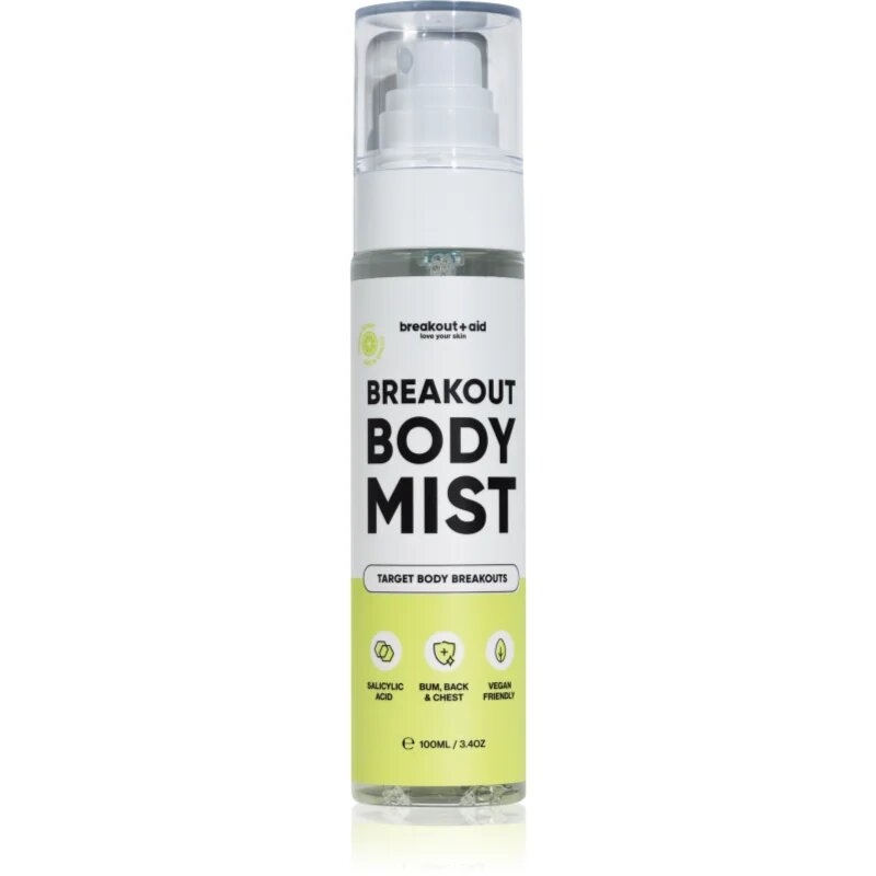 breakout + aid Body Mist pršilo za telo z niacinamidom in salicilno kislino proti aknam 100 ml