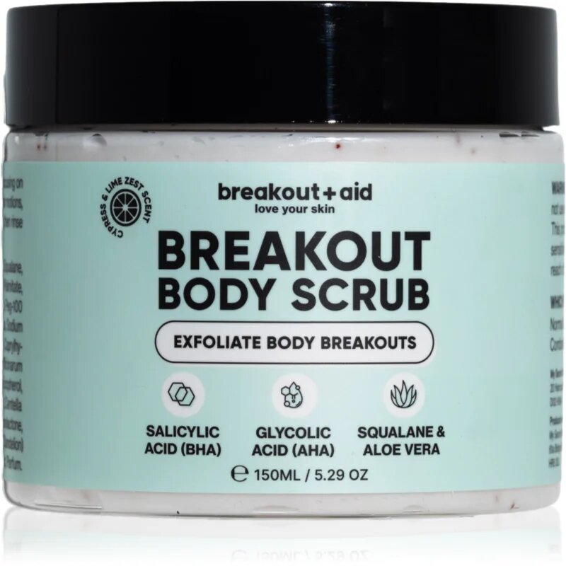breakout + aid Body Scrub piling za telo proti aknam 150 ml