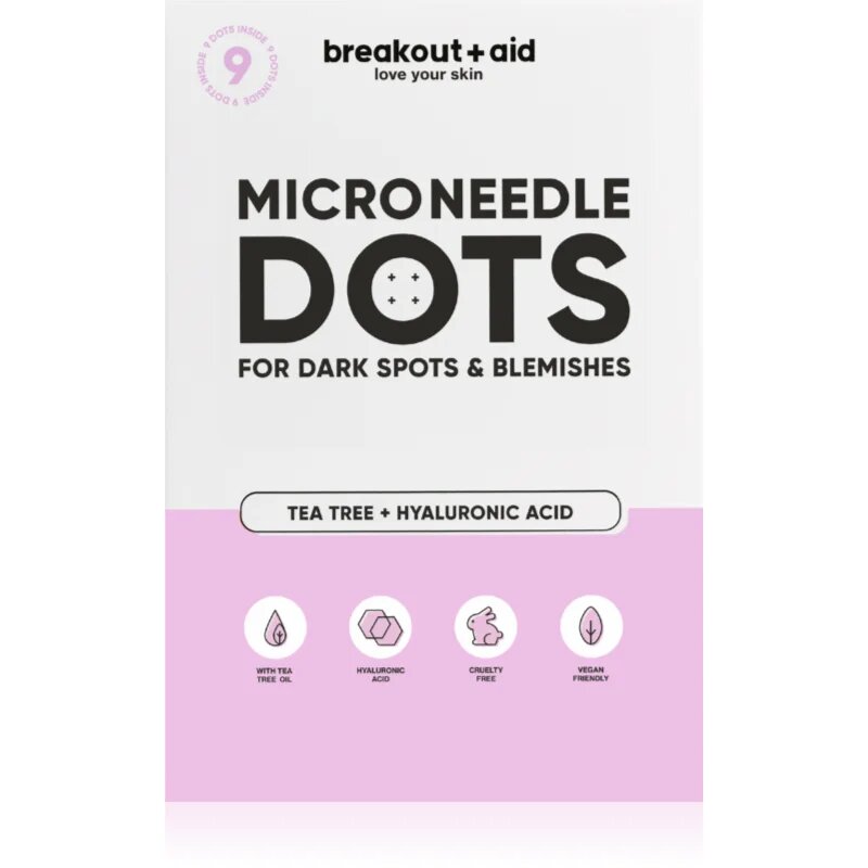 breakout + aid Microneedle Dots lokalna nega z mikroiglicami za temne madeže po aknah 9 kos