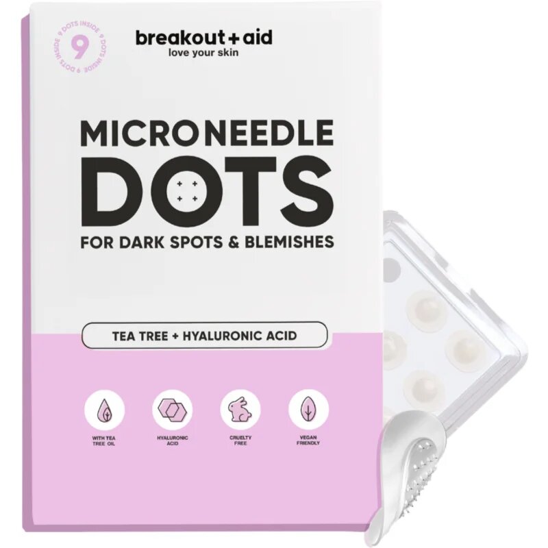 breakout + aid Microneedle Dots lokalna nega z mikroiglicami za temne madeže po aknah 9 kos