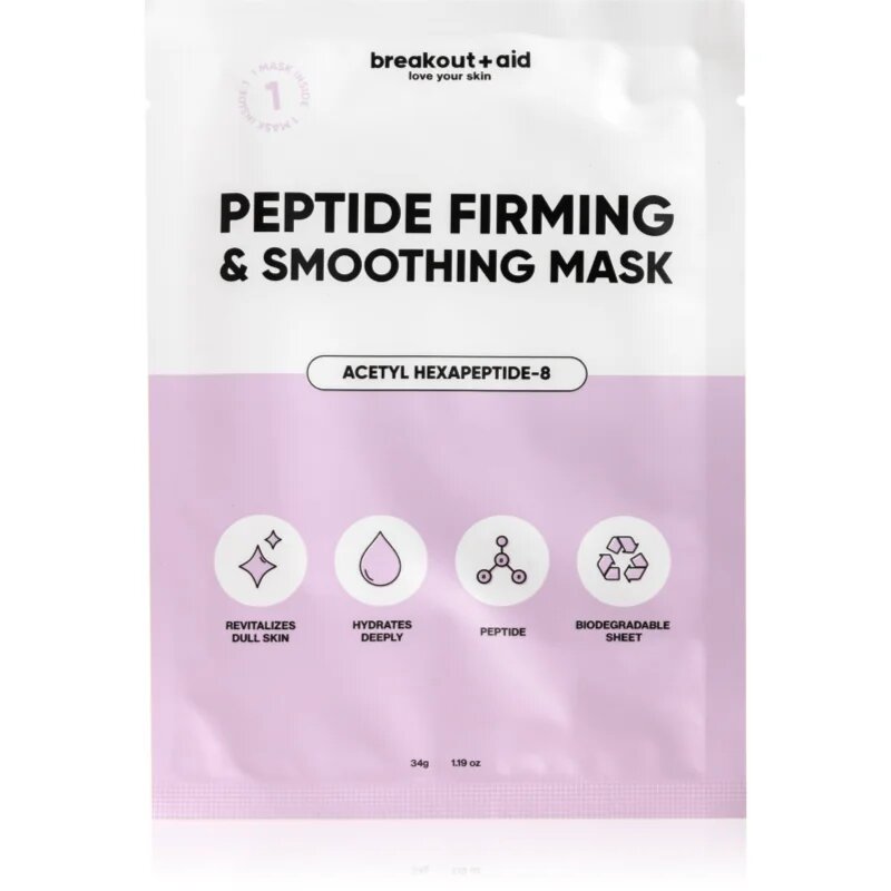 breakout + aid Peptide Firming & Smoothing Mask maska iz platna s peptidi 34 g