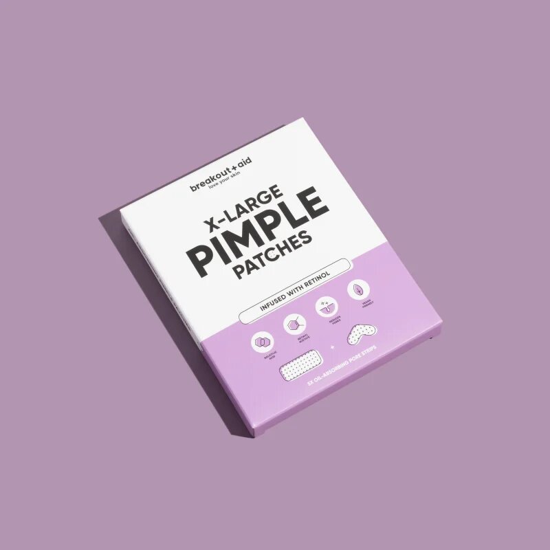 breakout + aid Pimple Patches X-Large lokalna nega proti aknam z retinolom 5 kos