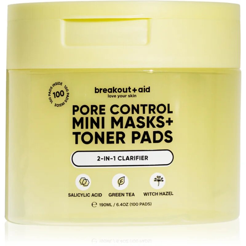 breakout + aid Pore Control Mini Masks + Toner Pads tonizirajoče blazinice s salicilno kislino 100 kos