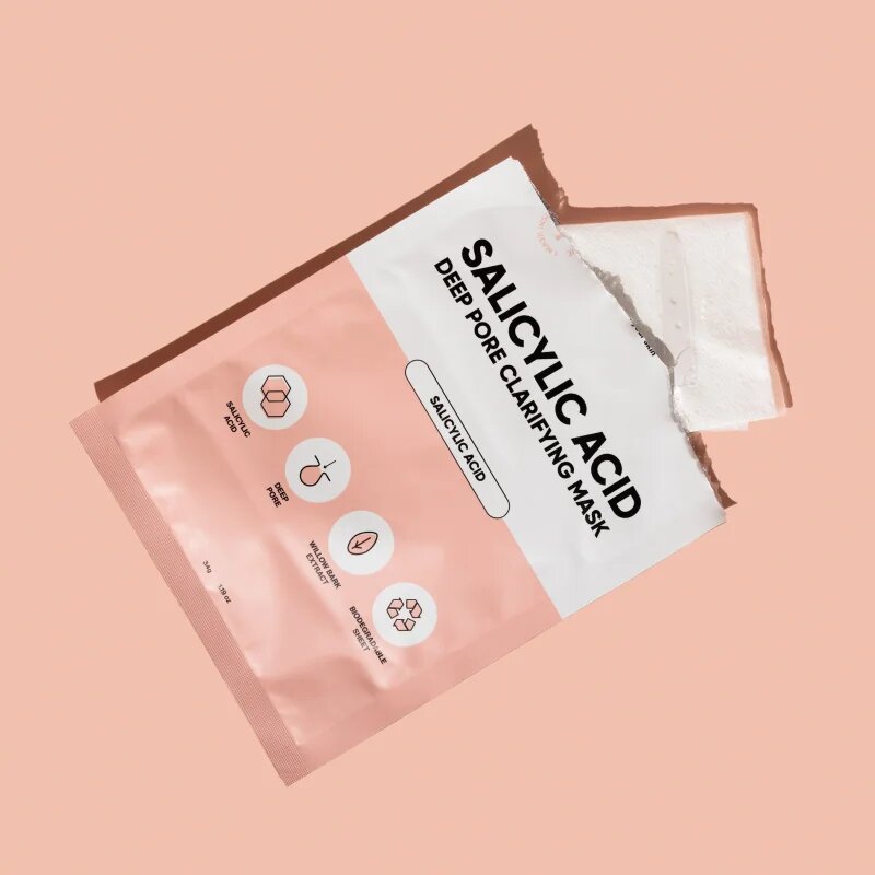 breakout + aid Salicylic Acid Deep Pore Clarifying Mask maska iz platna s salicilno kislino 34 g