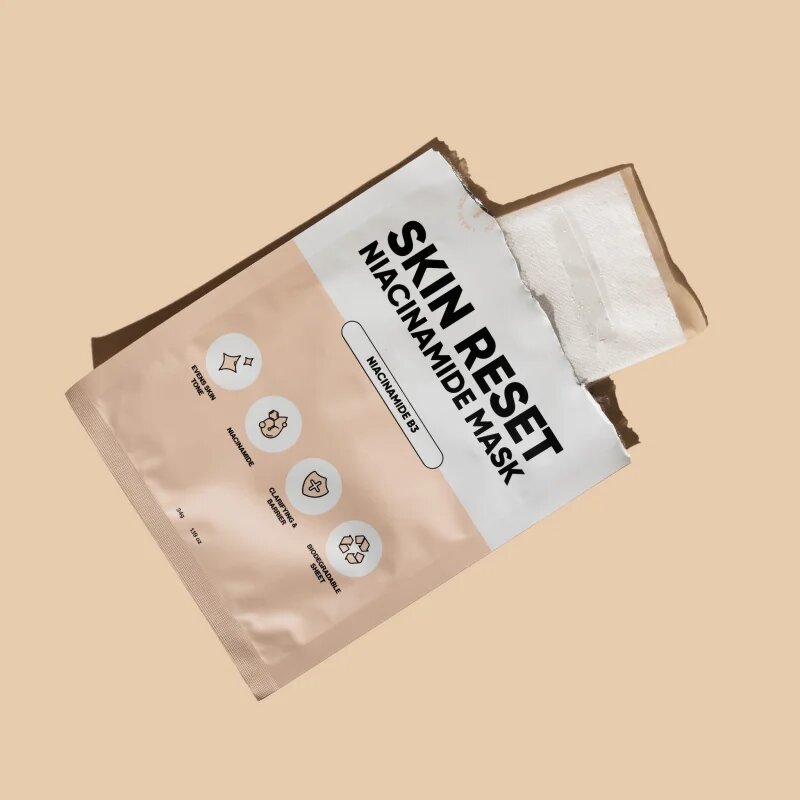 breakout + aid Skin Reset Niacinamide Mask maska iz platna z niacinamidom 34 g