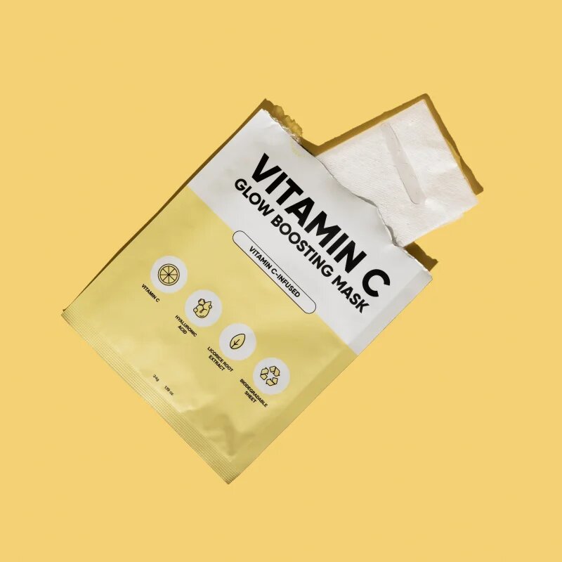 breakout + aid Vitamin C Glow Boosting Mask maska iz platna z vitaminom C 34 g