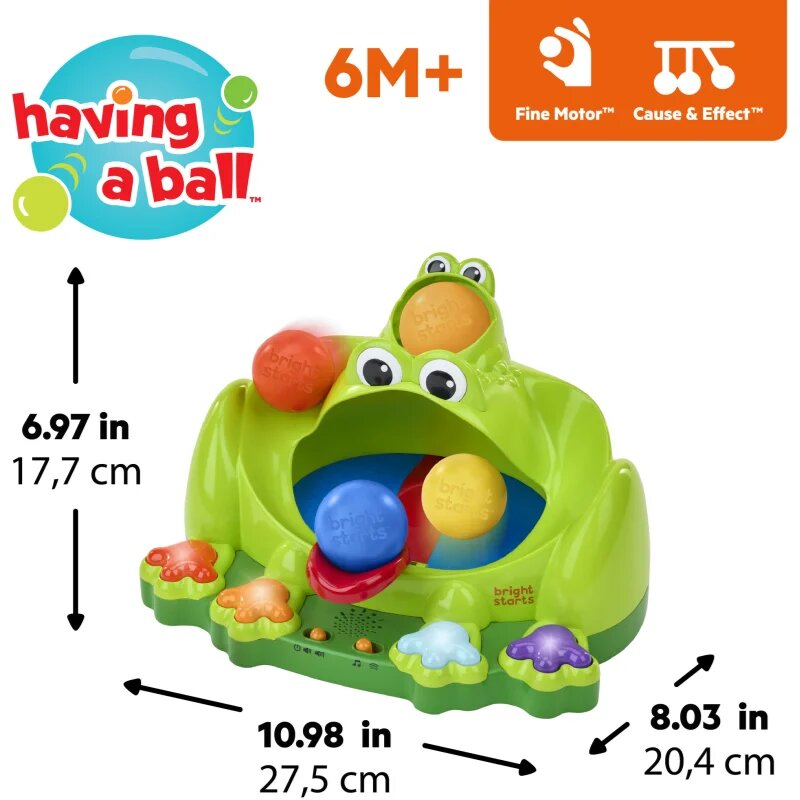 Bright Starts Poppin' Ball Frog aktivnostna igrača z melodijo 6 m+ 1 kos