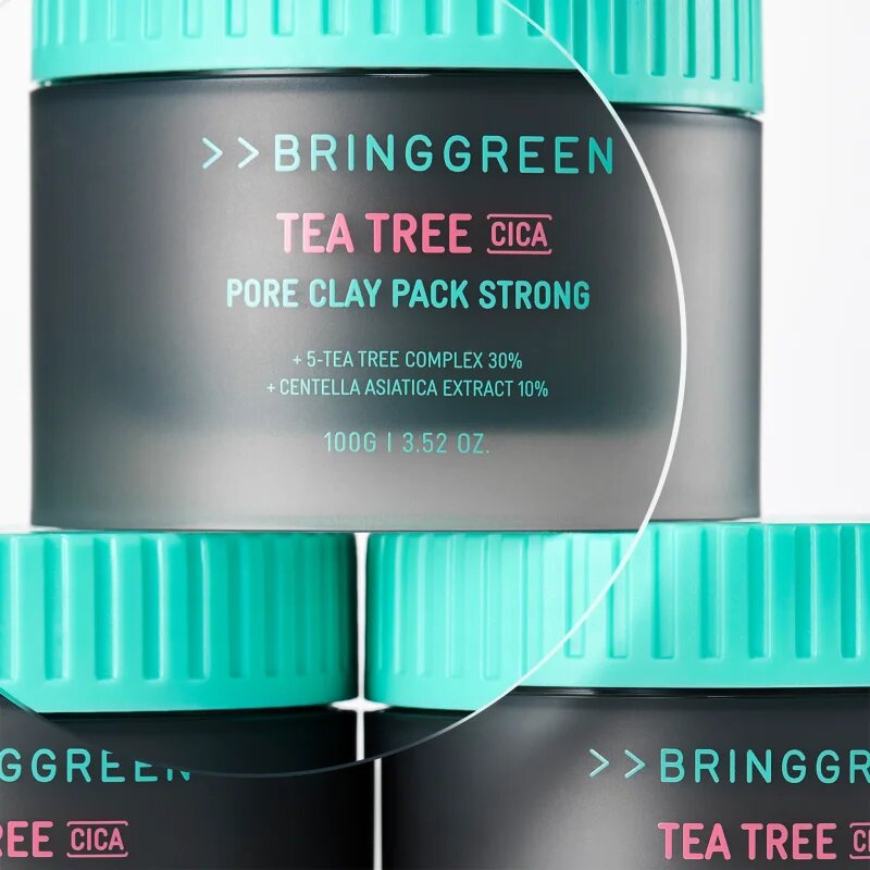 BRINGGREEN Tea Tree Cica Pore Clay Pack Strong kremasta maska za mastno k aknam nagnjeno kožo 100 g