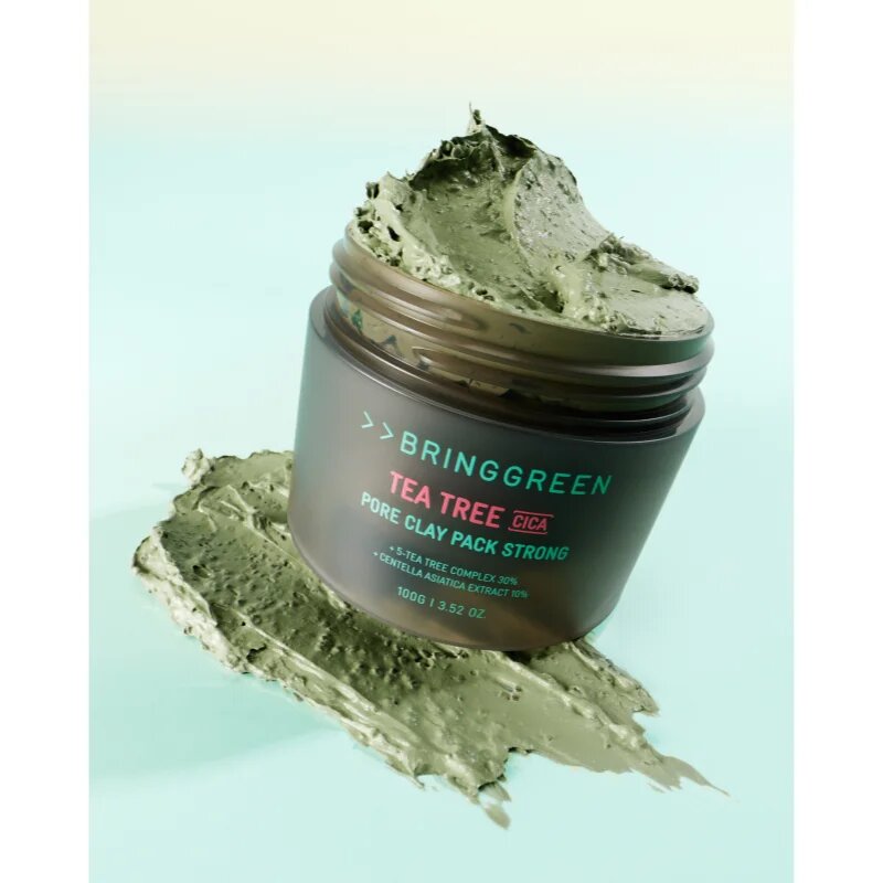 BRINGGREEN Tea Tree Cica Pore Clay Pack Strong kremasta maska za mastno k aknam nagnjeno kožo 100 g