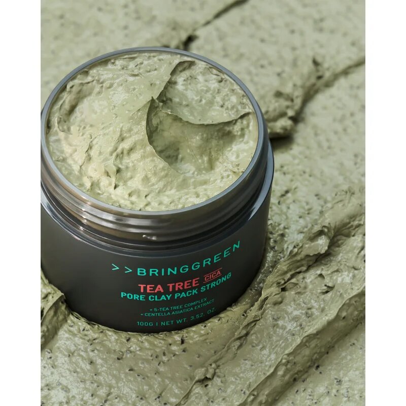 BRINGGREEN Tea Tree Cica Pore Clay Pack Strong kremasta maska za mastno k aknam nagnjeno kožo 100 g