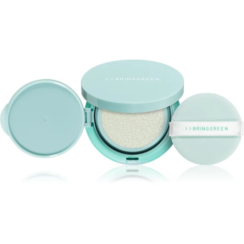 BRINGGREEN Tea Tree Cica Tone Up Sun Cushion lahki zaščitni fluid z aplikatorjem SPF 50+ 15 g