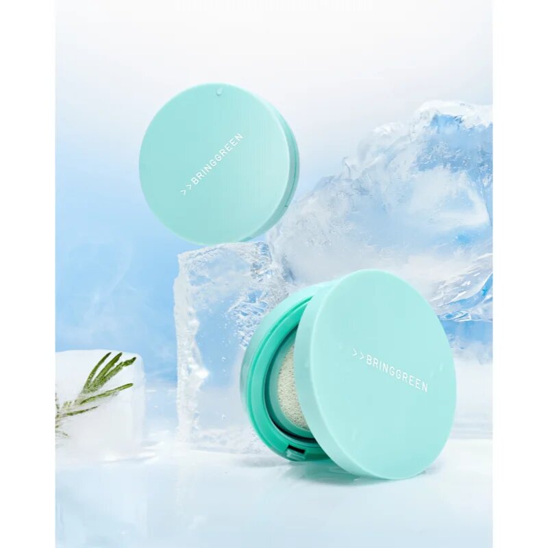 BRINGGREEN Tea Tree Cica Tone Up Sun Cushion lahki zaščitni fluid z aplikatorjem SPF 50+ 15 g