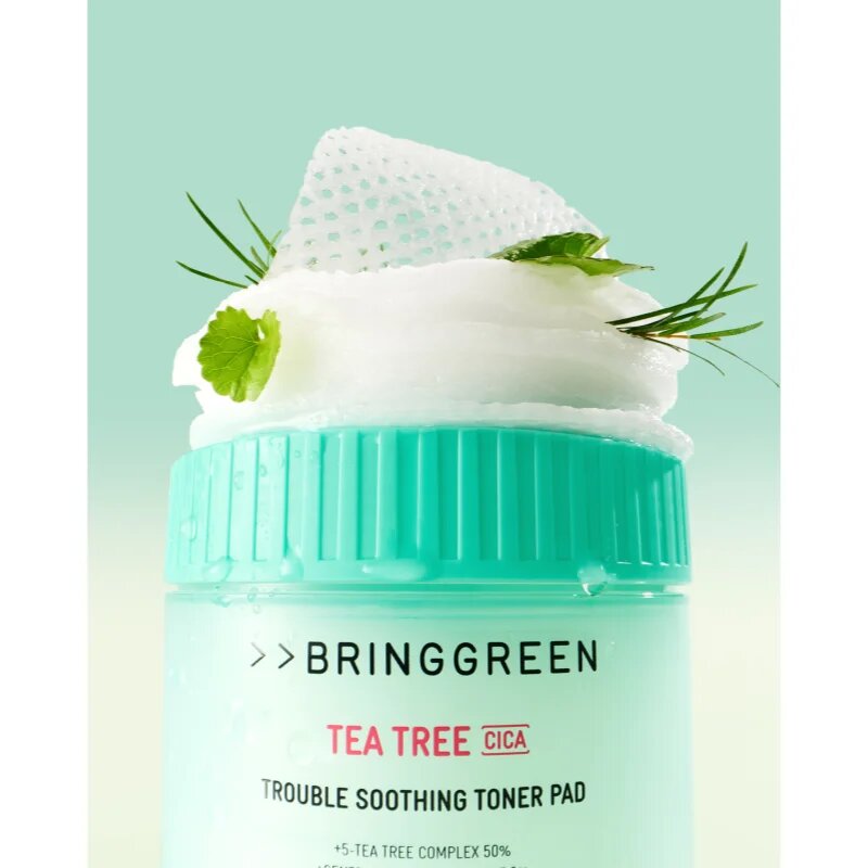 BRINGGREEN Tea Tree Cica Trouble Soothing Toner Pad tonizirajoče blazinice s pomirjajočim učinkom 90 kos