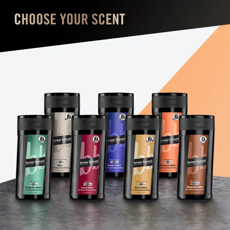 Bruno Banani Absolute Man osvežujoč gel za prhanje 3v1 za moške 250 ml
