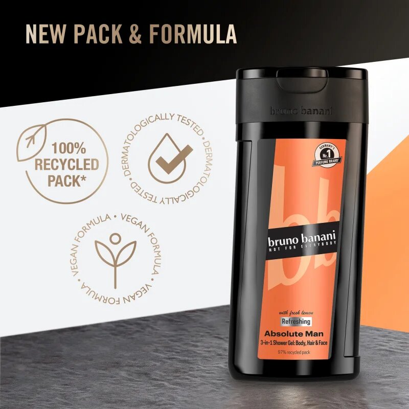 Bruno Banani Absolute Man osvežujoč gel za prhanje 3v1 za moške 250 ml