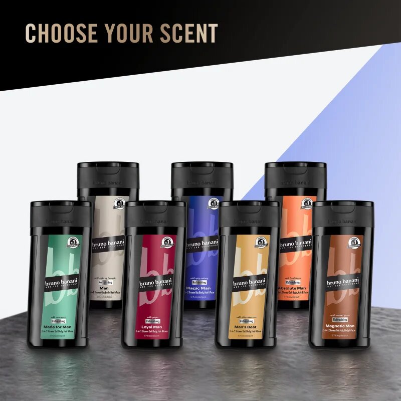 Bruno Banani Magic Man osvežujoč gel za prhanje 3v1 za moške 250 ml