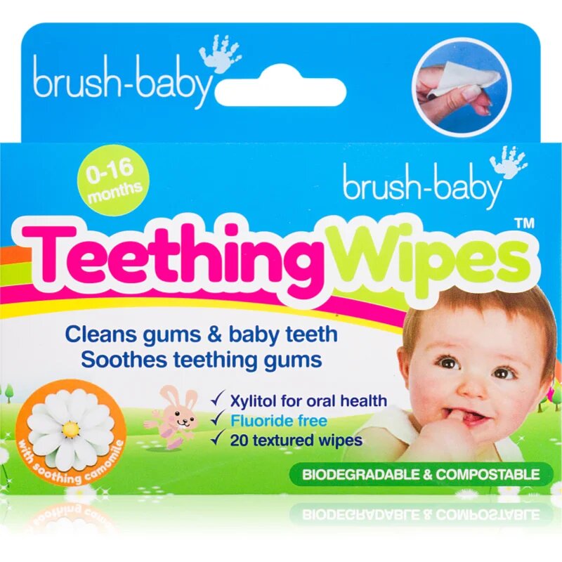 Brush Baby Applemint robčki za zobe za otroke 20 kos