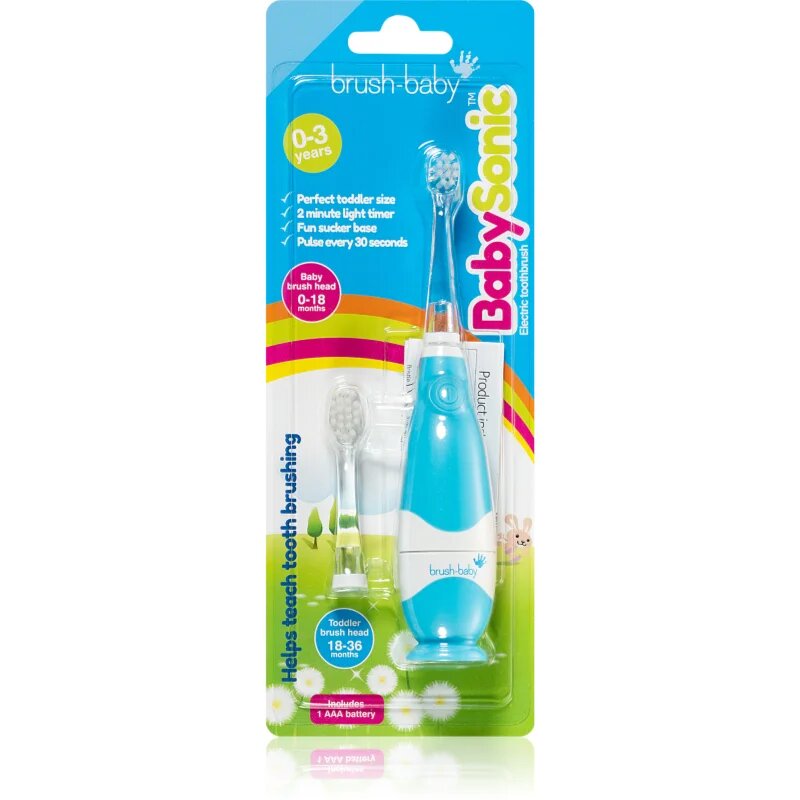 Brush Baby BabySonic električna zobna ščetka za otroke 0 – 36 mesecev Blue 1 kos