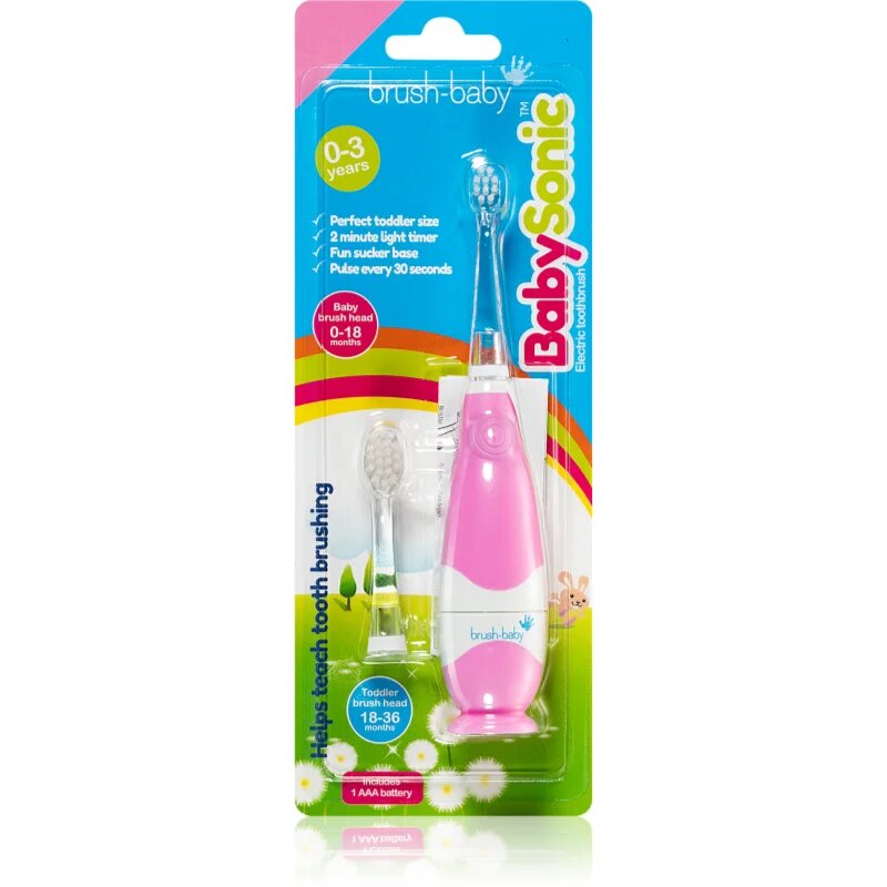 Brush Baby BabySonic električna zobna ščetka za otroke 0 – 36 mesecev Pink 1 kos