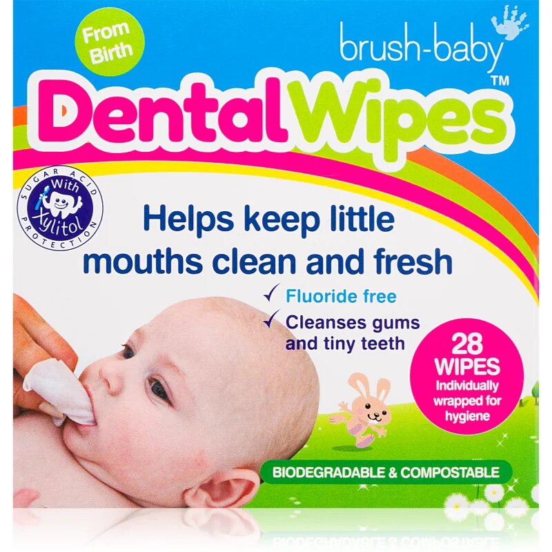Brush Baby DentalWipes robčki za zobe za otroke 28 kos
