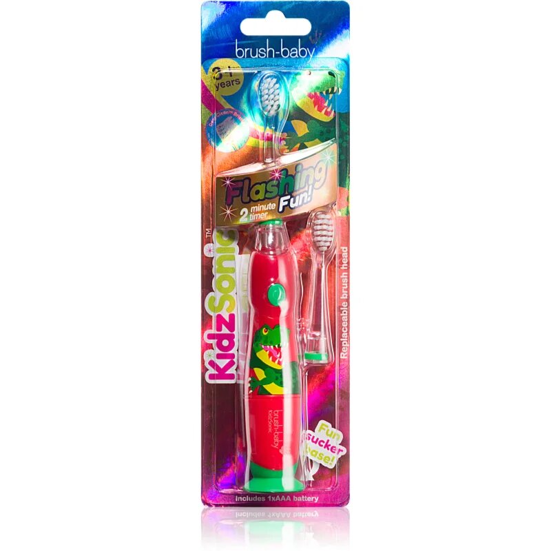 Brush Baby KidzSonic Dinosaur električna zobna ščetka + nadomestna glava 1 kos