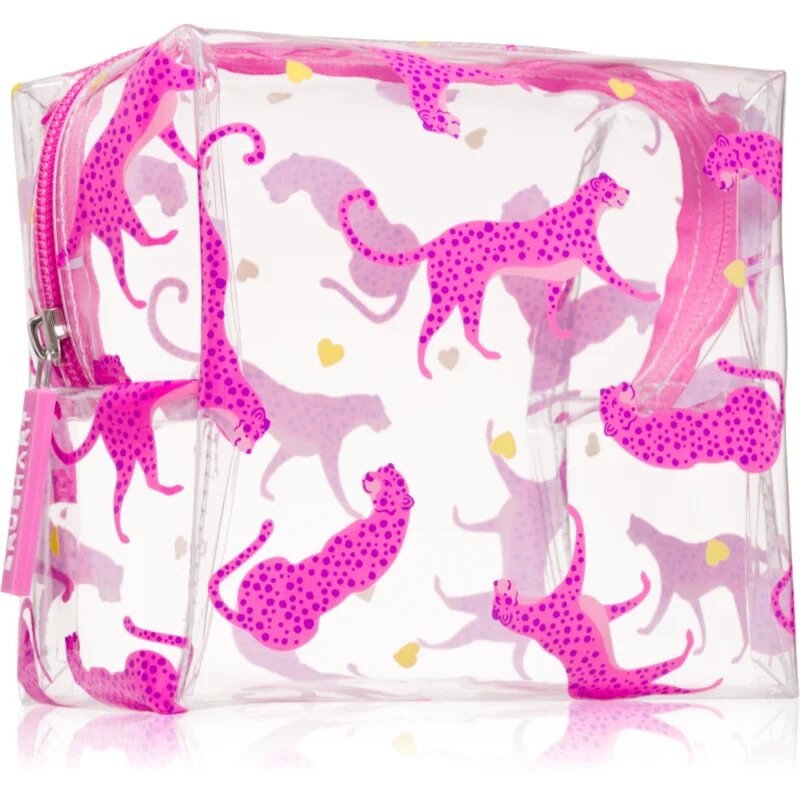 BrushArt Accessories Transparent cosmetic bag prozorna kozmetična torbica Cheetah in love 15 x 14 x 9 cm 1 kos