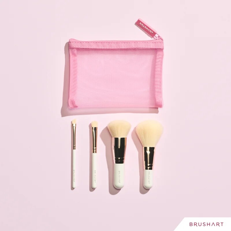 BrushArt Basic On-the-go Glam mini make-up brush set potovalni set čopičev s torbico mini