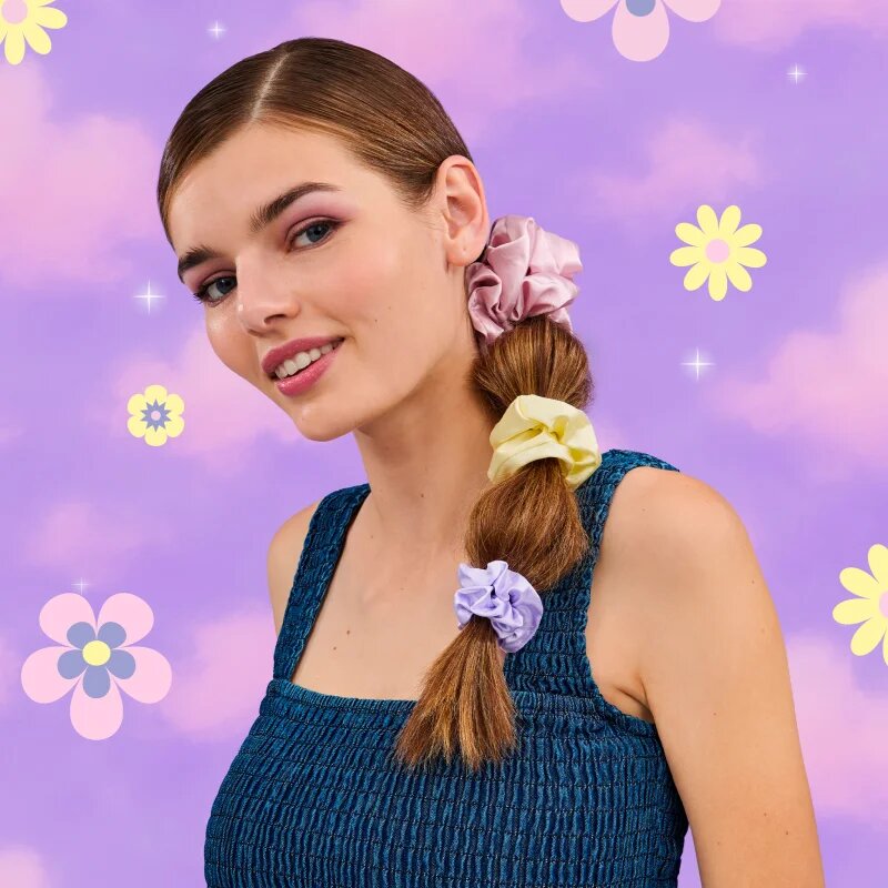 BrushArt Daisy Dreams Satin Scrunchies Set elastike za lase 3 kos