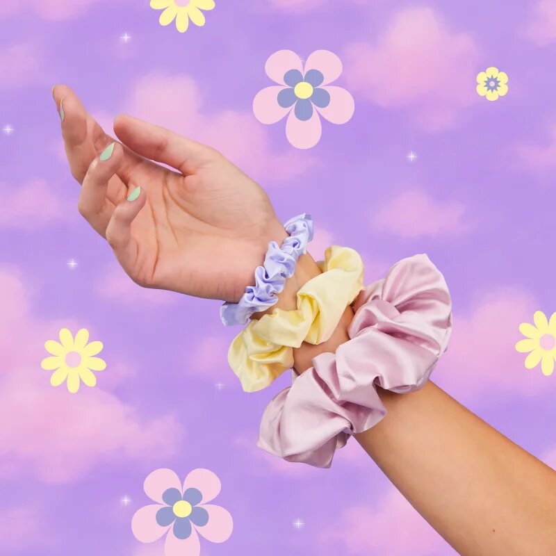 BrushArt Daisy Dreams Satin Scrunchies Set elastike za lase 3 kos