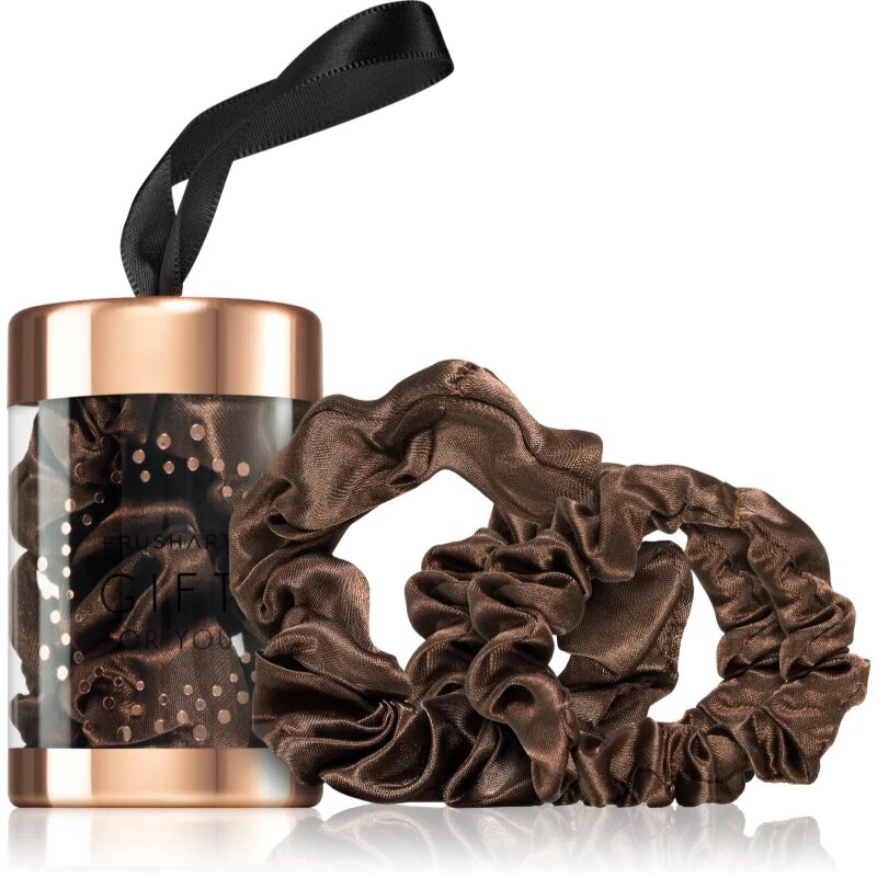 BrushArt Gift for You Slim & Midi satin scrunchie set elastike za lase Chocolate brown 3 kos