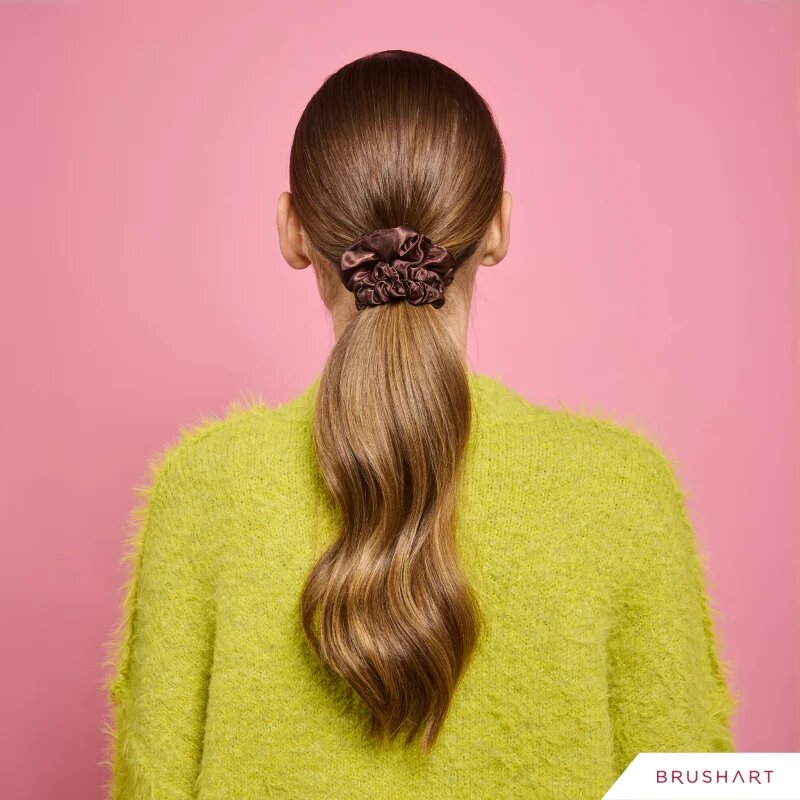 BrushArt Gift for You Slim & Midi satin scrunchie set elastike za lase Chocolate brown 3 kos