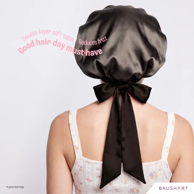 BrushArt Hair Adjustable Satin Bonnet turban za lase Chocolate Brown 1 kos