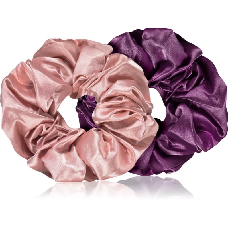 BrushArt Hair Large satin scrunchie set elastike za lase Pink & Violet